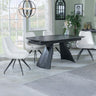 Sara Black Ceramic Extending Dining Set - Diana Velvet Fabric Swivel Dining Chair