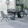 Sara Black Ceramic Extending Dining Set - Diana Velvet Fabric Swivel Dining Chair