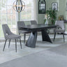 Sara Black Ceramic Extending Dining Set - Stansbury Fabric Dining Chair
