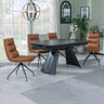 Sara Black Ceramic Extending Dining Set - Tuscany Leather Swivel Dining Chair