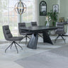 Sara Black Ceramic Extending Dining Set - Tuscany Leather Swivel Dining Chair