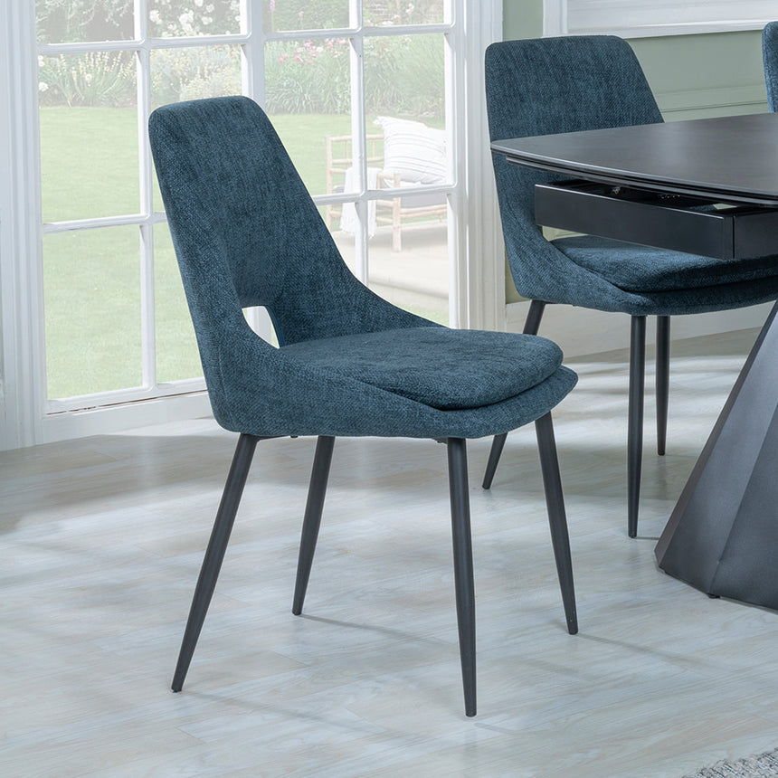 Sara Black Ceramic Extending Dining Set - Stansbury Fabric Dining Chair