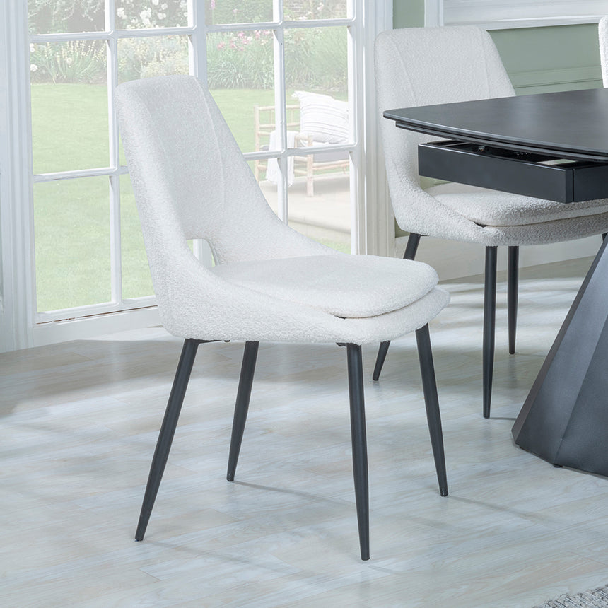 Sara Black Ceramic Extending Dining Set - Stansbury Fabric Dining Chair