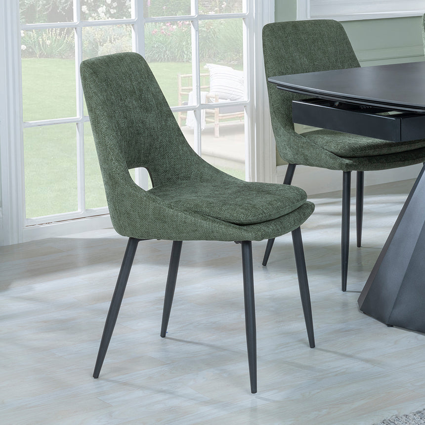 Sara Black Ceramic Extending Dining Set - Stansbury Fabric Dining Chair