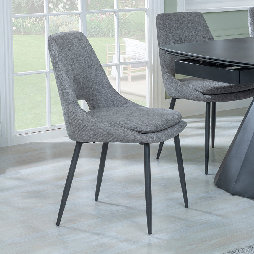 Sara Black Ceramic Extending Dining Set - Stansbury Fabric Dining Chair
