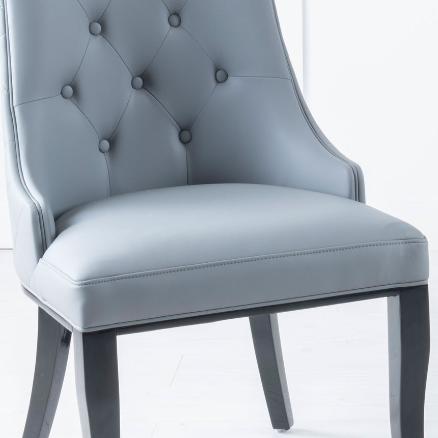 Set of 2 Modica Leather Large High Back Dining Chair with Black Legs