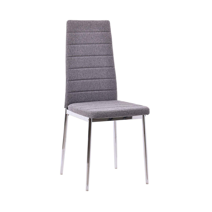 Set of 2 Rovigo Dining Chair in Black Colour Fabric with Chrome Legs