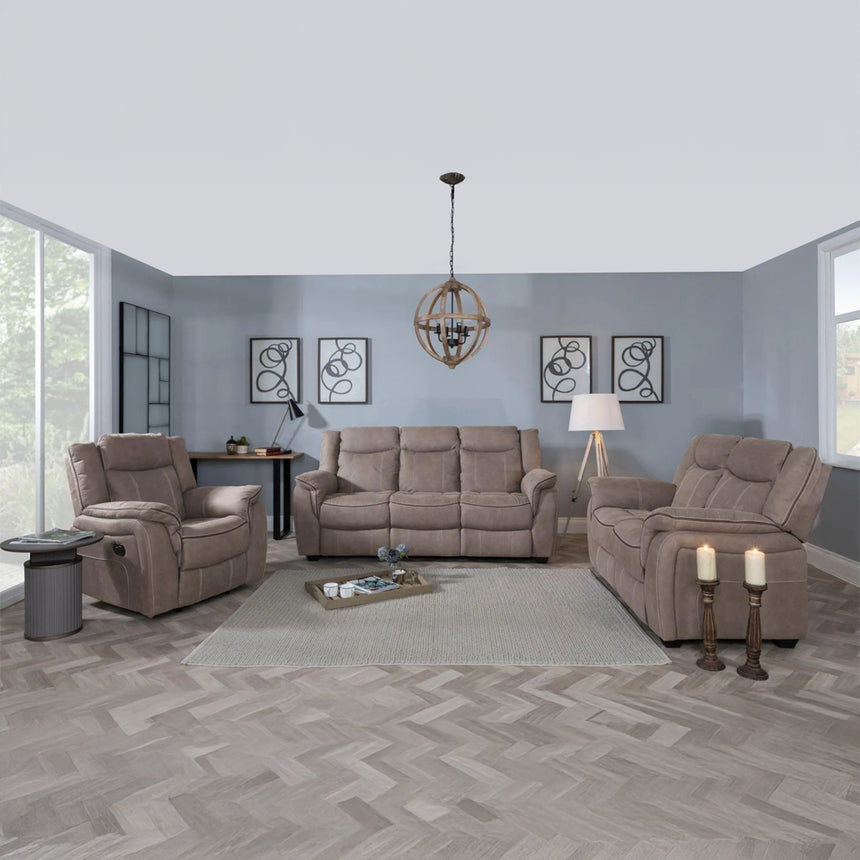 Bergamo Brown Fabric Sofa Set