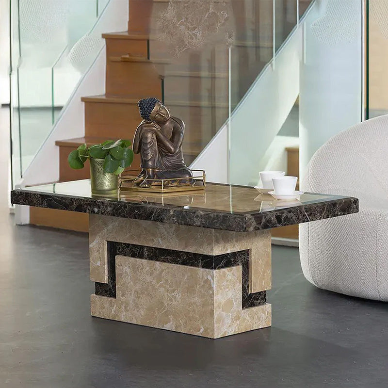 Sicily Cream Marble Coffee Table with  Pedestal Base