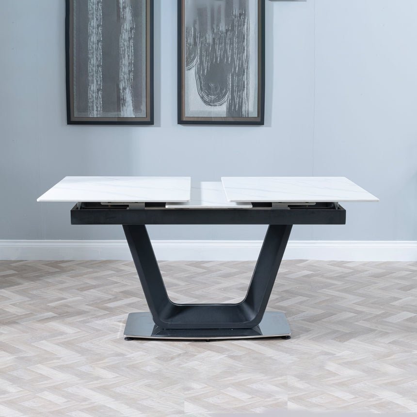 Sicily Ceramic Extending Dining Table with Black Cross Base - 140cm-180cm