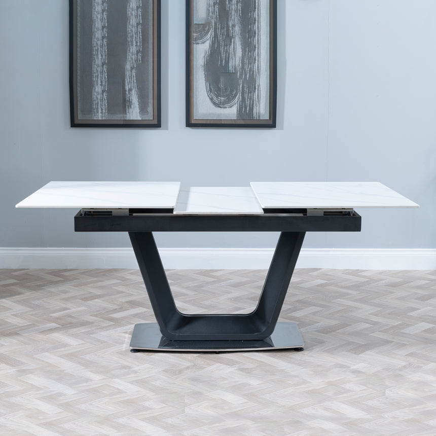Sicily Ceramic Extending Dining Table with Black Cross Base - 140cm-180cm