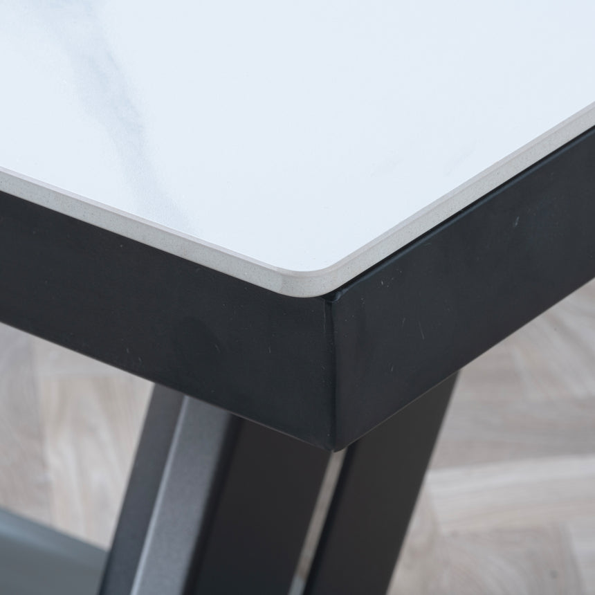Sicily Ceramic Extending Dining Table with Black Cross Base - 140cm-180cm