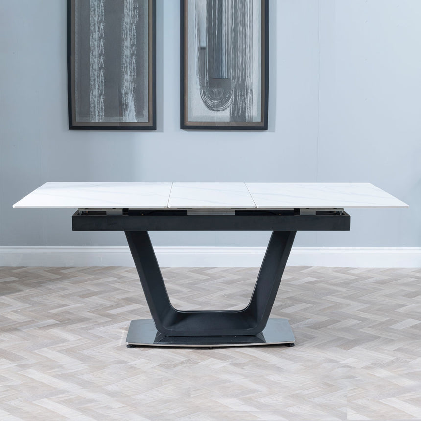 Sicily Ceramic Extending Dining Table with Black Cross Base - 140cm-180cm