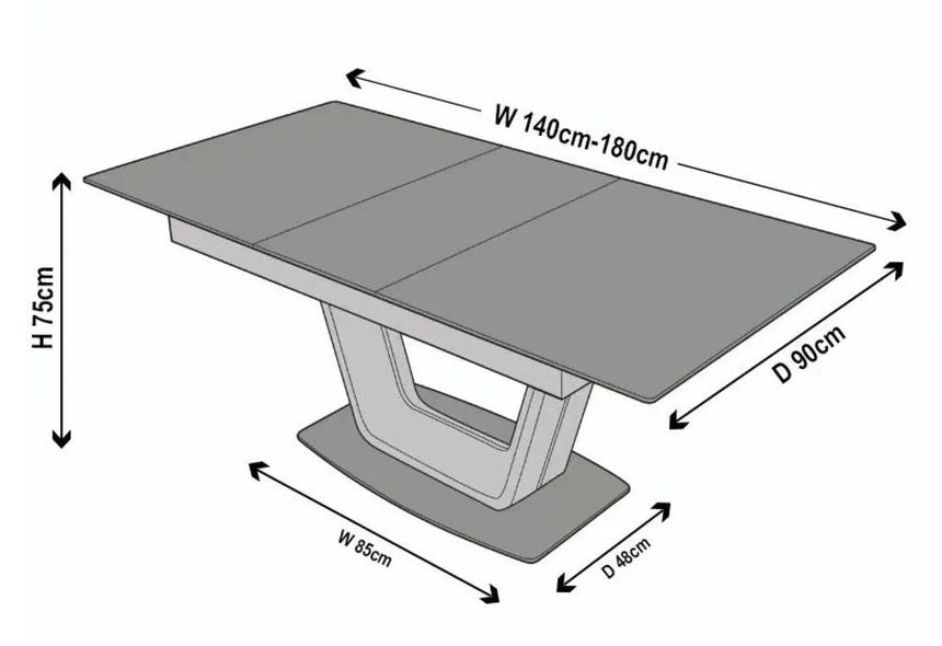 Sicily Ceramic Extending Dining Table with Black Cross Base - 140cm-180cm