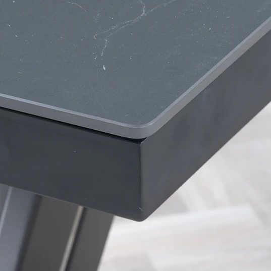 Sicily Ceramic Extending Dining Table with Black Cross Base - 140cm-180cm