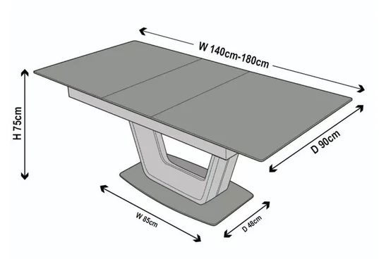 Sicily Ceramic Extending Dining Table with Black Cross Base - 140cm-180cm