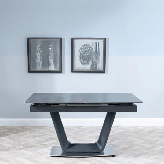Sicily Ceramic Extending Dining Table with Black Cross Base - 140cm-180cm