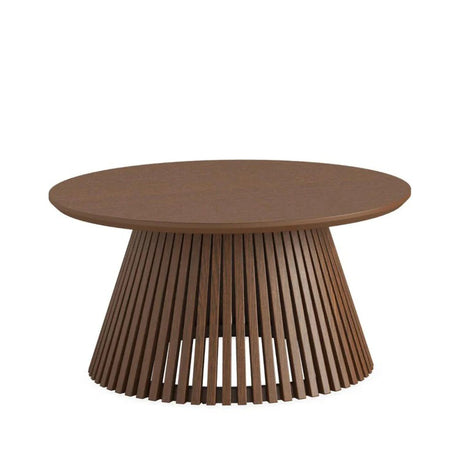 Soho Dark Oak Round Coffee Table with Slatted Base