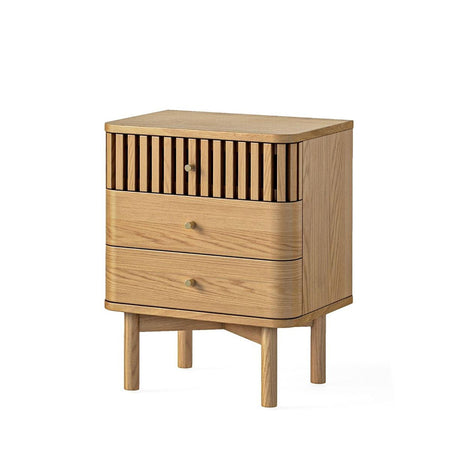 Soho Oak 3 Drawer Slatted Bedside Table