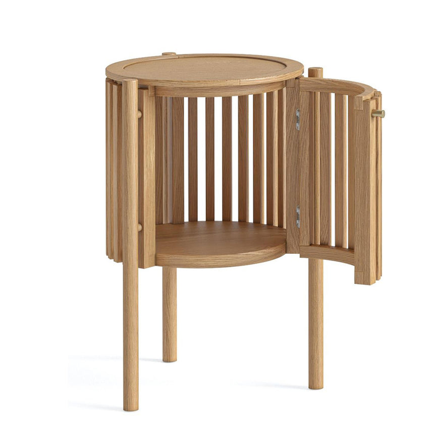 Soho Oak 1 Door Slatted Story Round Side Table