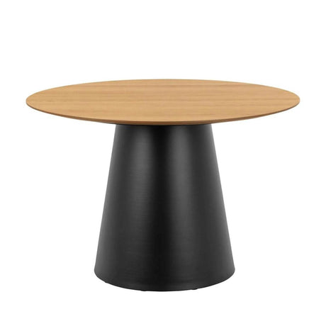 Soli Round Dining Table - 4 Seater - Pedestal - 120cm - Oak and Black Metal