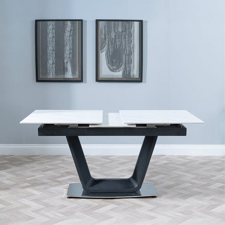 Sophia 4-6 Seater Ceramic Extending Dining Table with Black Base - 140cm-180cm
