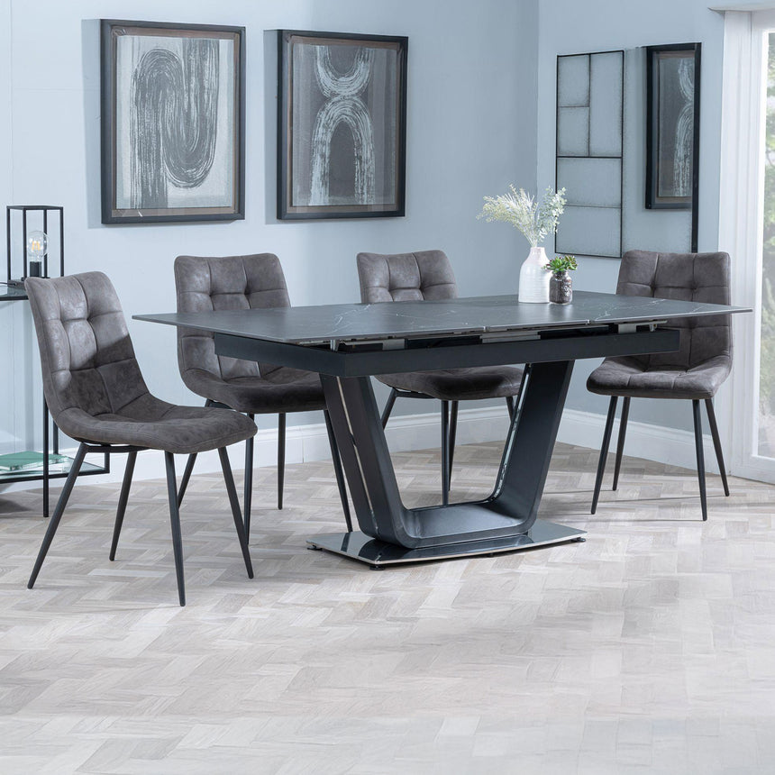 Sophia Black Ceramic Extending Dining Set - Bolzano Fabric Dining Chair
