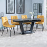 Sophia Black Ceramic Extending Dining Set - Bolzano Fabric Dining Chair