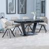Sophia Black Ceramic Extending Dining Set - Burano Velvet Fabric Swivel Dining Chair