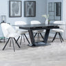 Sophia Black Ceramic Extending Dining Set - Burano Velvet Fabric Swivel Dining Chair