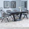 Sophia Black Ceramic Extending Dining Set - Burano Velvet Fabric Swivel Dining Chair