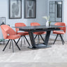 Sophia Black Ceramic Extending Dining Set - Burano Velvet Fabric Swivel Dining Chair