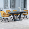 Sophia Black Ceramic Extending Dining Set - Burano Velvet Fabric Swivel Dining Chair