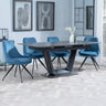 Sophia Black Ceramic Extending Dining Set - Diana Velvet Fabric Swivel Dining Chair