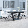 Sophia Black Ceramic Extending Dining Set - Diana Velvet Fabric Swivel Dining Chair