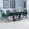 Sophia Black Ceramic Extending Dining Set - Diana Velvet Fabric Swivel Dining Chair