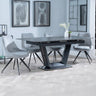 Sophia Black Ceramic Extending Dining Set - Diana Velvet Fabric Swivel Dining Chair