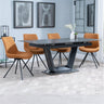 Sophia Black Ceramic Extending Dining Set - Messina Fabric Swivel Dining Chair