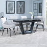 Sophia Black Ceramic Extending Dining Set - Torres Fabric Swivel Dining Chair
