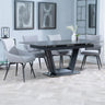 Sophia Black Ceramic Extending Dining Set - Torres Fabric Swivel Dining Chair