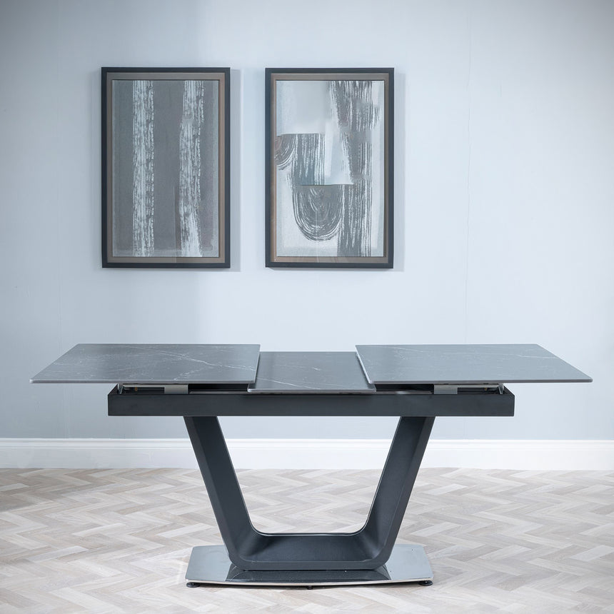 Sophia Ceramic Extending Dining Table with Black Base - 140cm-180cm