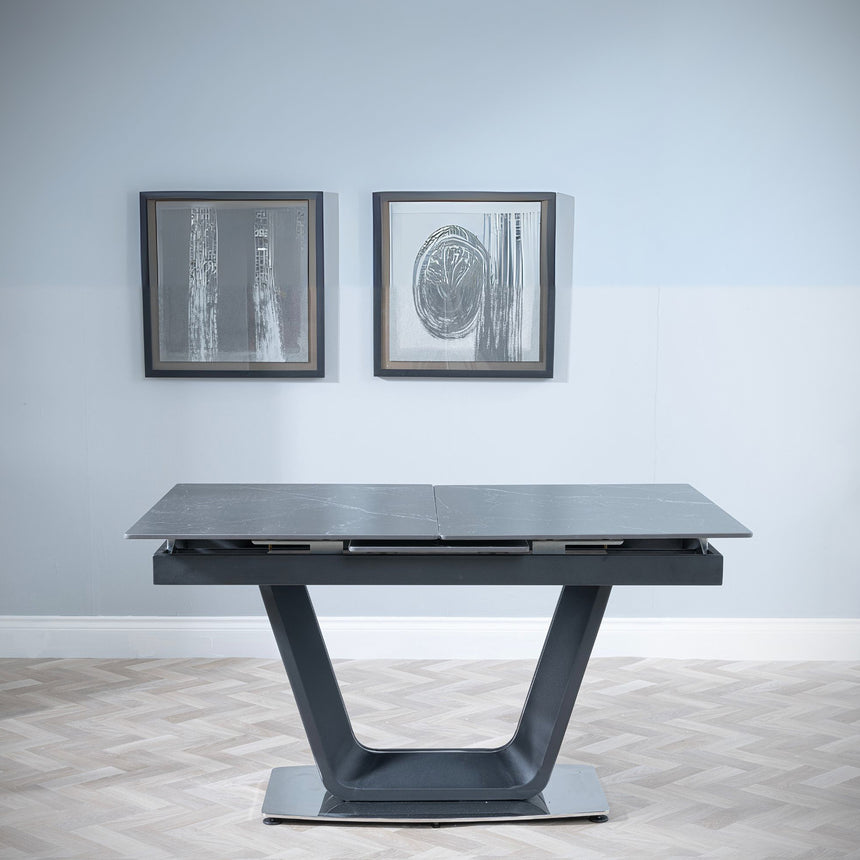 Sophia Ceramic Extending Dining Table with Black Base - 140cm-180cm