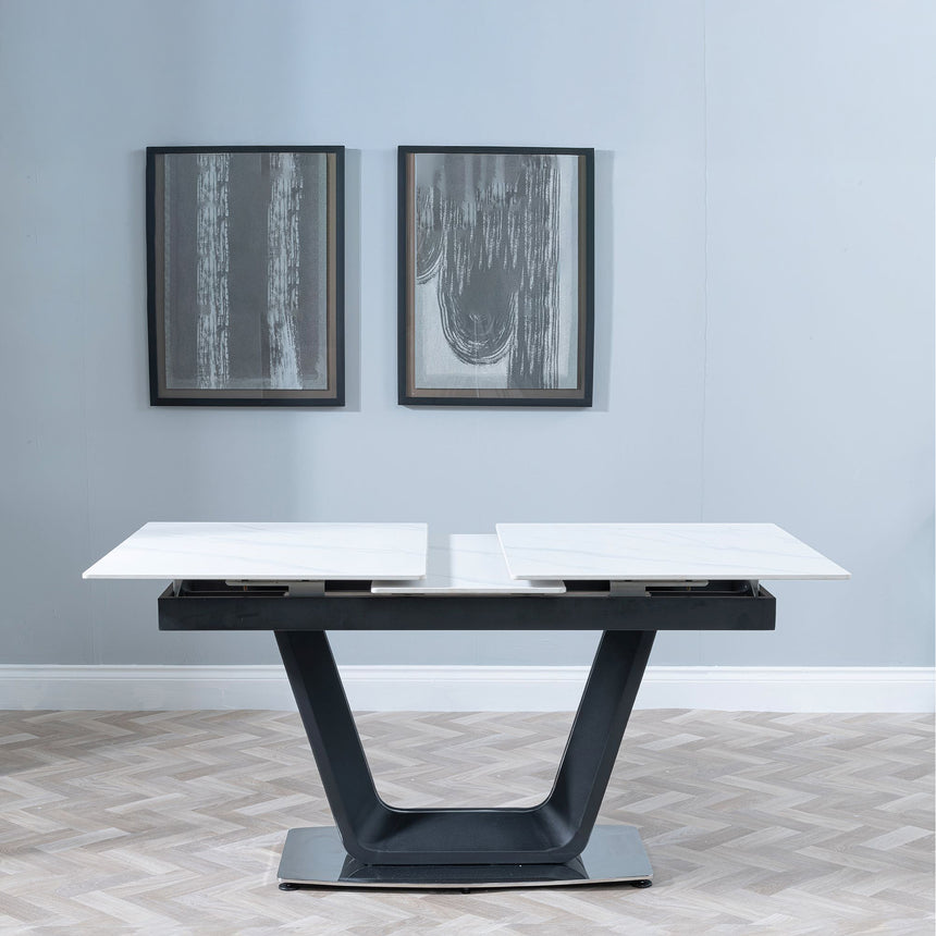 Sophia Ceramic Extending Dining Table with Black Base - 140cm-180cm