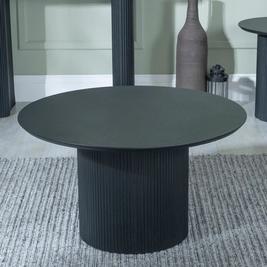 Emilia Fluted Round Coffee Table with Drum Base