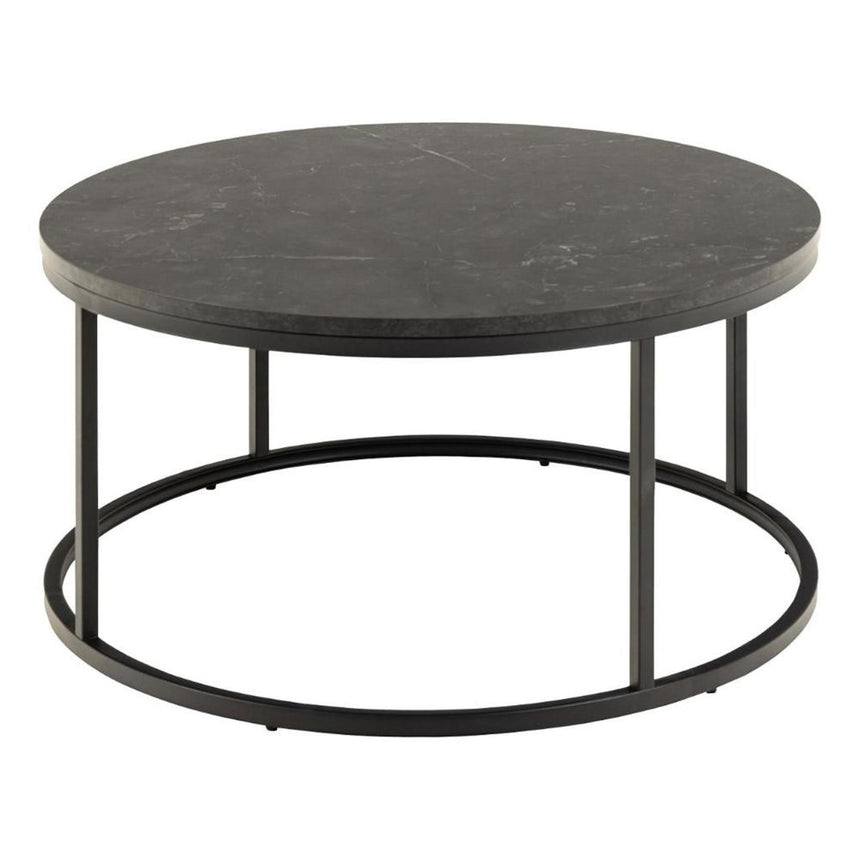 Spiro Coffee Table - Round - Black Marble Effect