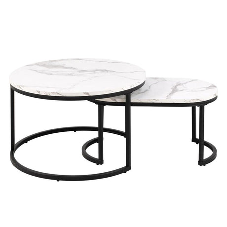 Spiro Coffee Table - White Marble Effect - Set of 2