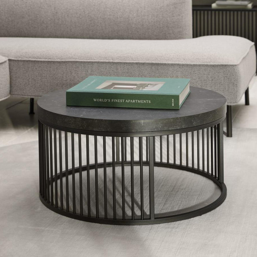 Strington Coffee Table - Round - Black Marble Effect