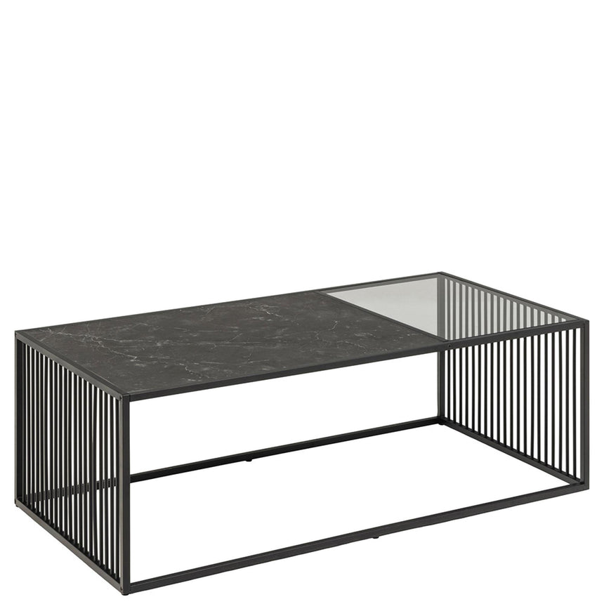 Strington Coffee Table - Black Marble and Glass