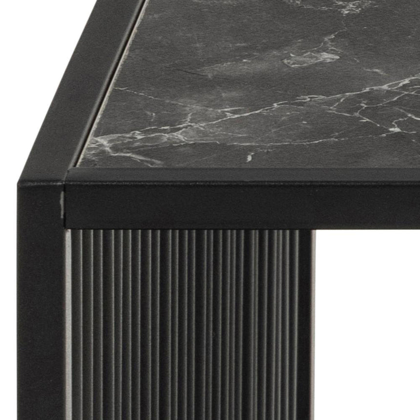 Strington Coffee Table - Square - Black Marble and Glass
