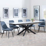 Conley White Ceramic Extending Dining Set - Rovereto Grey Fabric Dining Chair